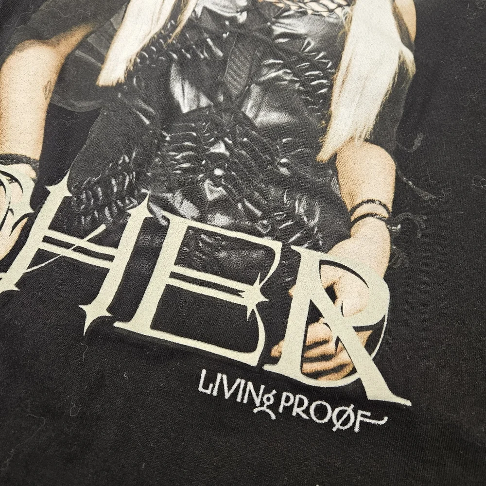 Vintage Y2K Cher Shirt Mens Large Black Living Proof Farewell Tour Tee 2000s - Picture 3 of 8